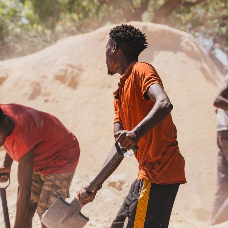 Youths helping out in a community work